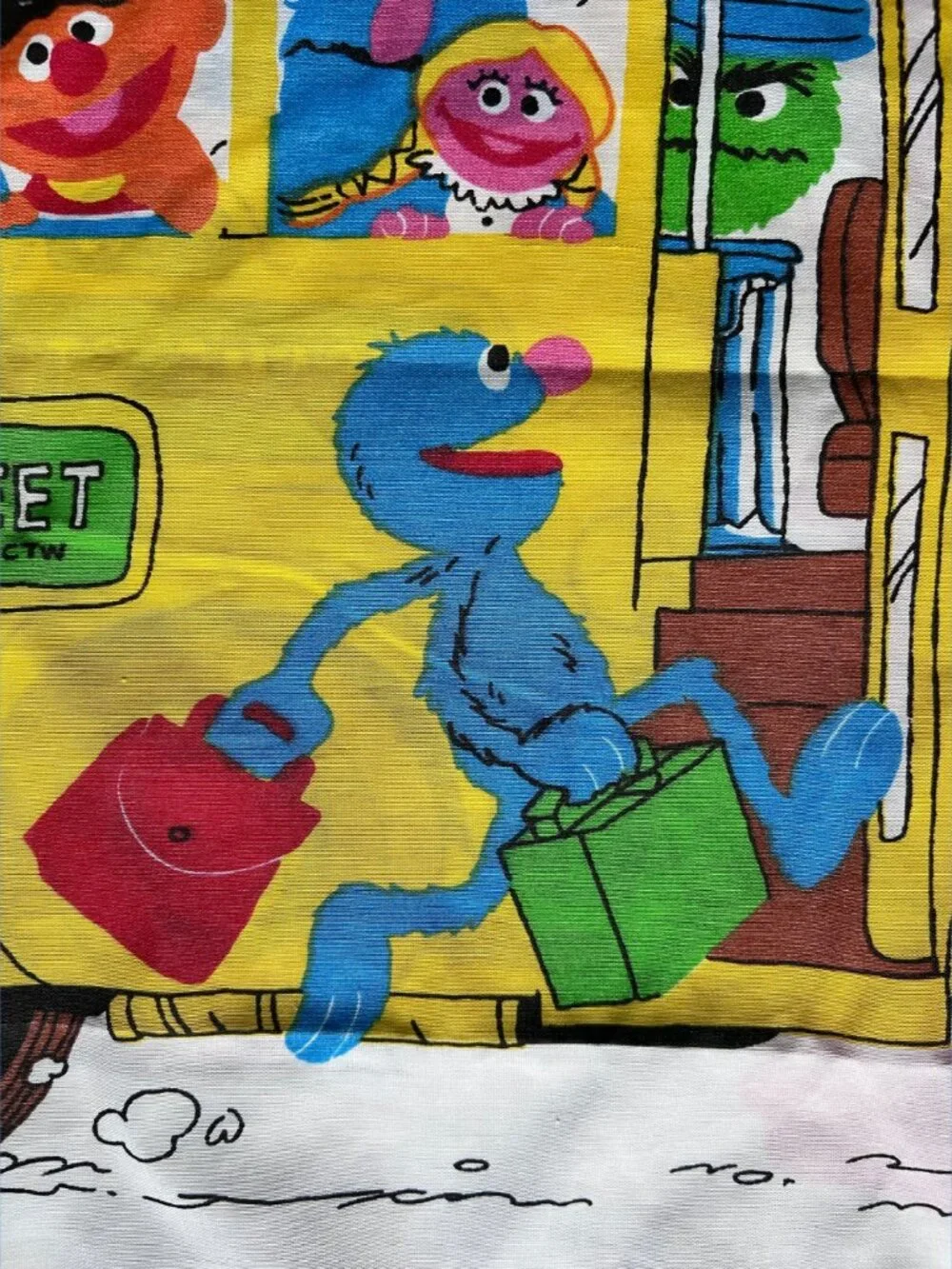 Vintage Sesame Street School Bus Pillow Case | CTW Childrens Television Workshop